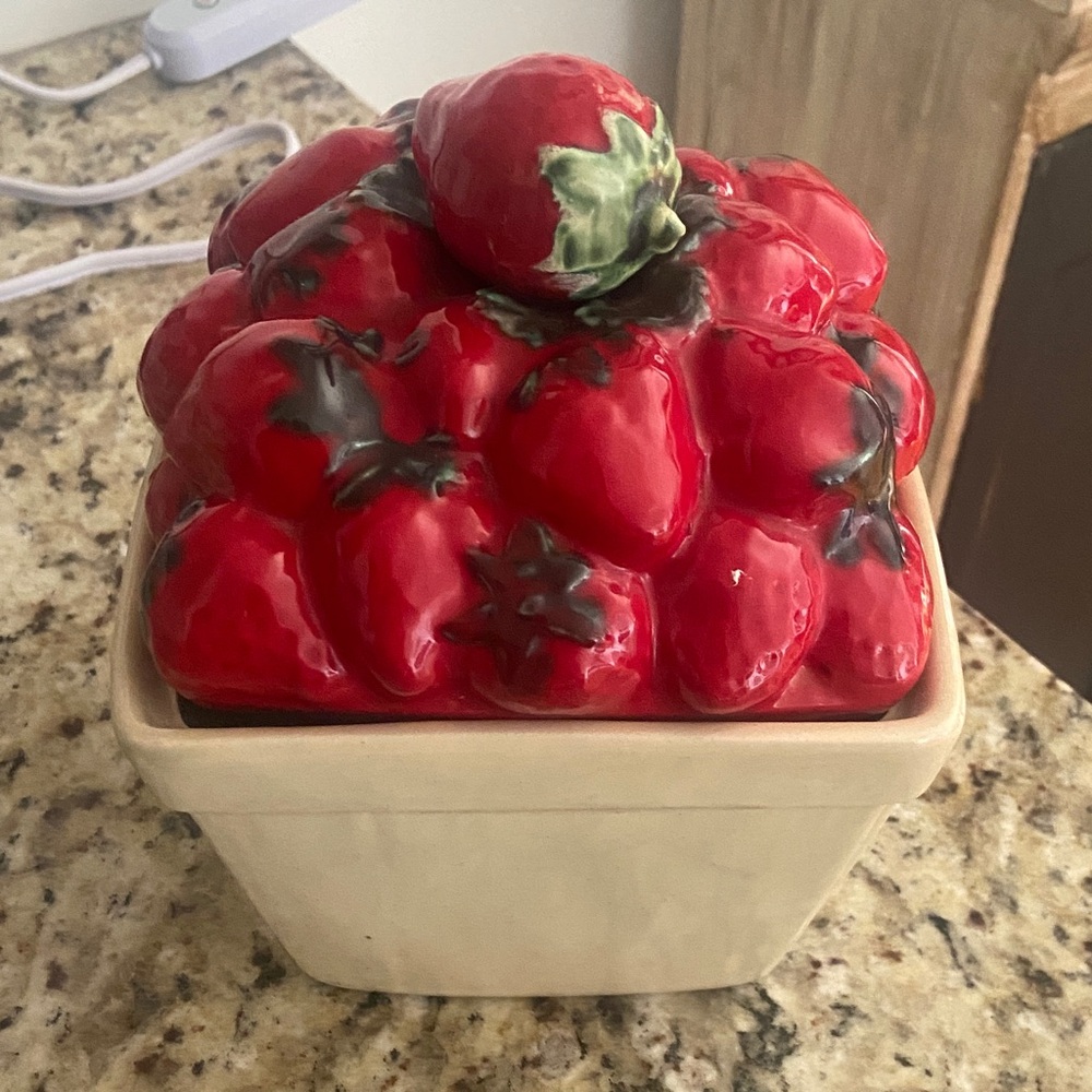Strawberry Ceramic Cookie Jar